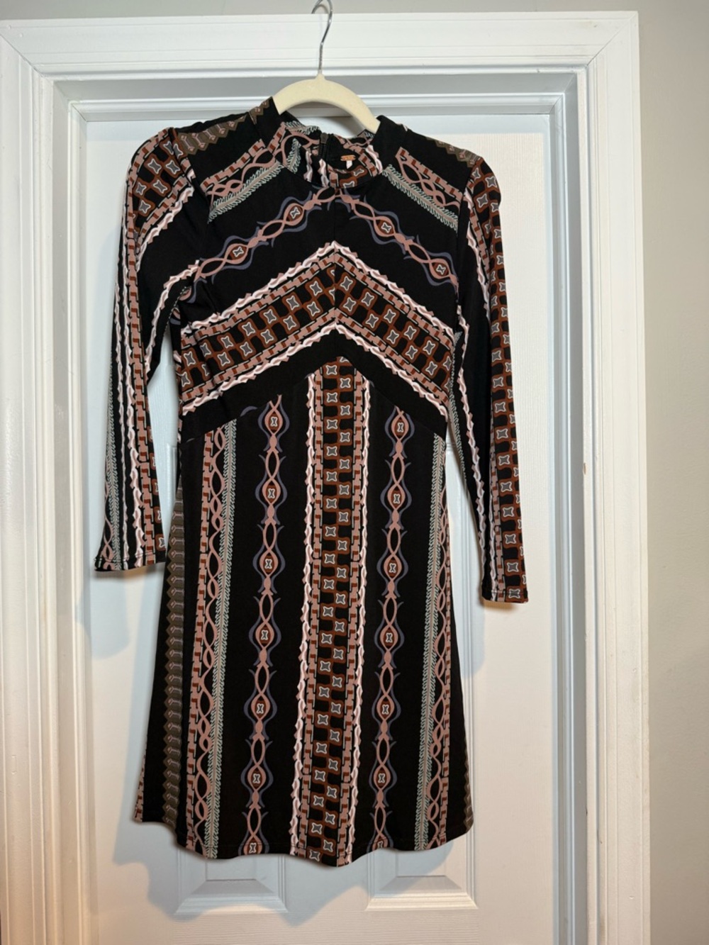 Free People Black Dress with Geometric Print